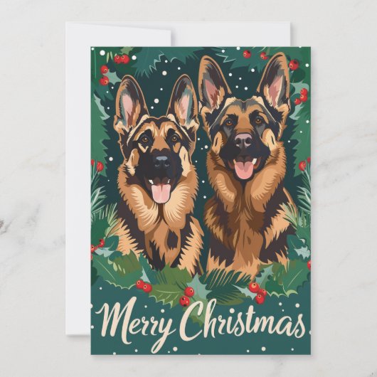 German Shepherd Merry Kerstmis Feestdagenkaart (Voorkant)