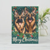 German Shepherd Merry Kerstmis Feestdagenkaart (Staand voorkant)