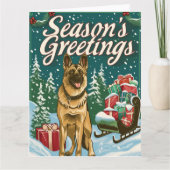 German Shepherd Merry Kerstmis Kaart (Voorkant)