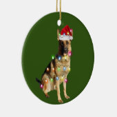 German Shepherd met kerstschaats Santa Keramisch Ornament (Rechts)