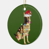 German Shepherd met kerstschaats Santa Keramisch Ornament (Links)