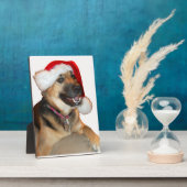 German Shepherd met Santa Hat Fotoplaat (Zijkant)