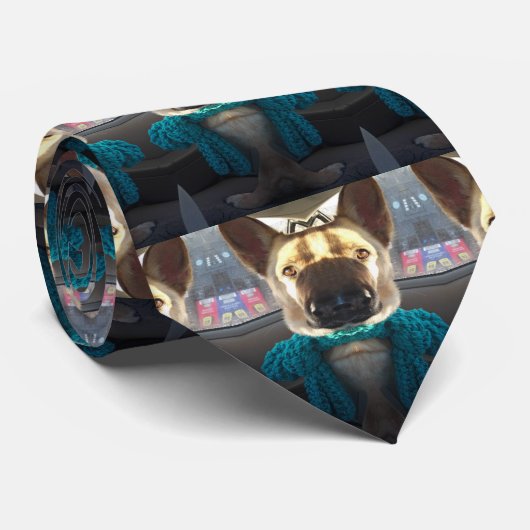 German Shepherd Mirrored Distortion Funny Stropdas (Opgerold)