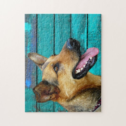 German Shepherd Mix DogTeal Wood Legpuzzel (Verticaal)