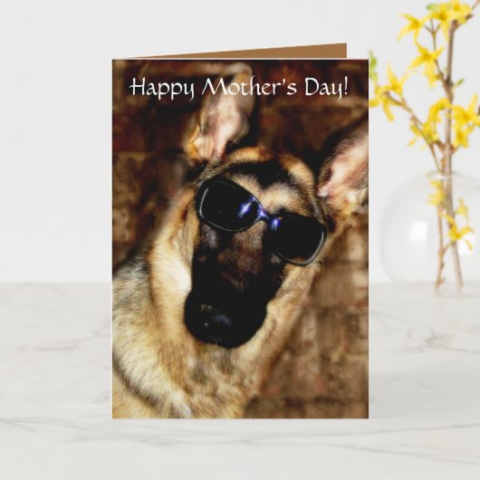 German Shepherd Moederdag Kaart (Gele Bloem)
