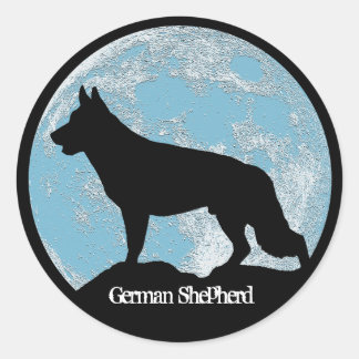 German Shepherd Moon Ronde Sticker
