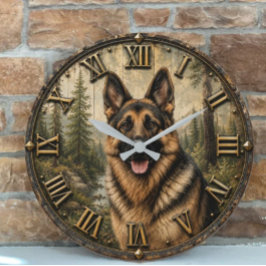 German Shepherd Mountain Forest Rustic Grote Klok