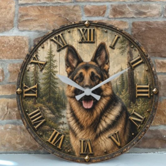 German Shepherd Mountain Forest Rustic Grote Klok