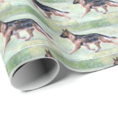 German Shepherd Moving Dog Art Gift Wrap Cadeaupapier (Rol Hoek)