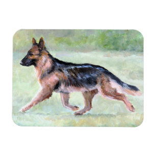 German Shepherd Moving Dog Art Magnet Magneet