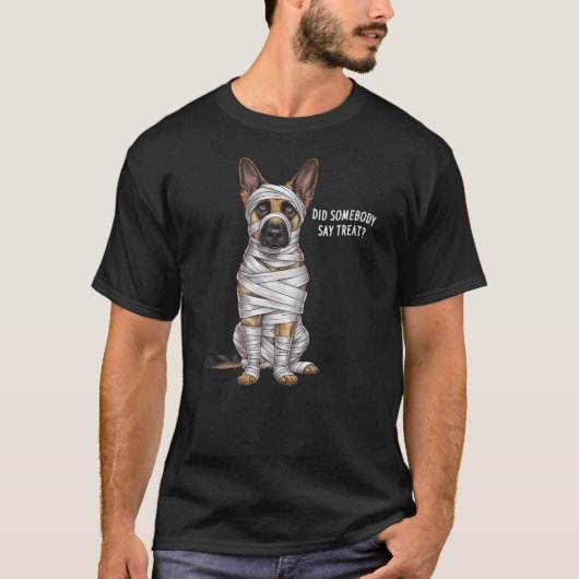 German Shepherd Mummy Halloween Dog T-shirt (Voorkant)