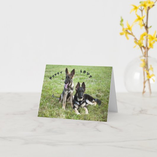 German Shepherd Note Kaart (Gele Bloem)