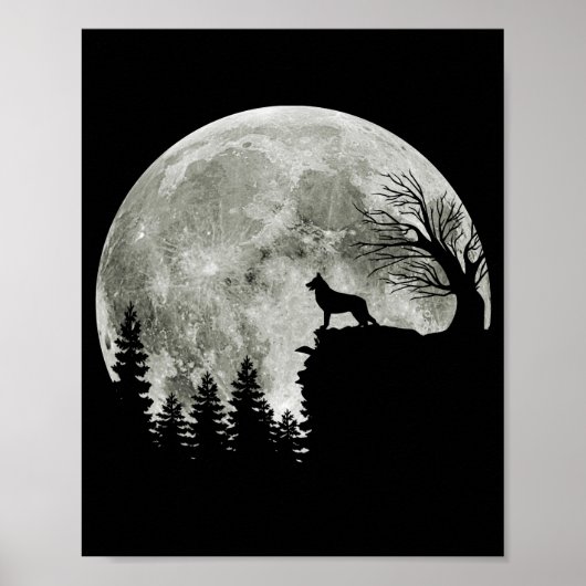 German Shepherd On Mountain Happy Halloween Poster (Voorkant)