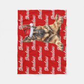 German Shepherd on Red with Name Christmas Dog Fleece Deken (Voorkant)