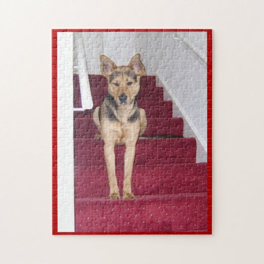 German Shepherd on Stairs Legpuzzel (Verticaal)