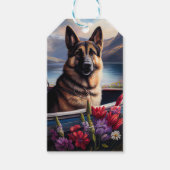 German Shepherd op een peddel: Een Schilderachtig Cadeaulabel (Voorkant)