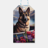 German Shepherd op een peddel: Een Schilderachtig Cadeaulabel (Achterkant)