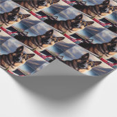 German Shepherd op een peddel: Een Schilderachtig  Cadeaupapier (Hoek)