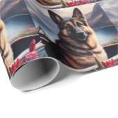 German Shepherd op een peddel: Een Schilderachtig  Cadeaupapier (Rol Hoek)