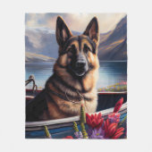 German Shepherd op een peddel: Een Schilderachtig  Fleece Deken (Voorkant)