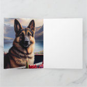 German Shepherd op een peddel: Een Schilderachtig  Kaart (Binnen)