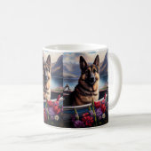 German Shepherd op een peddel: Een Schilderachtig  Koffiemok (Voorkant rechts)