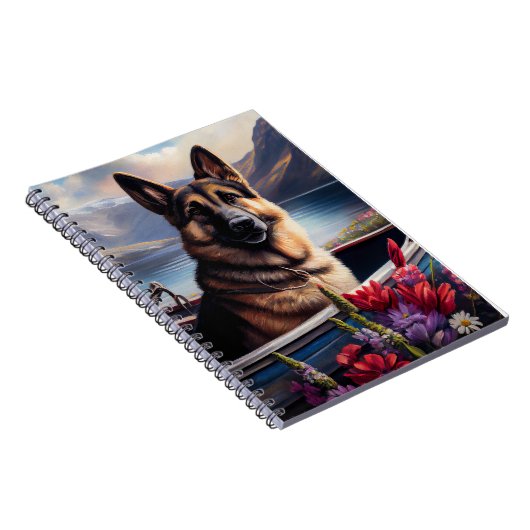 German Shepherd op een peddel: Een Schilderachtig  Notitieboek (Rechterzijde)