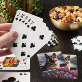 German Shepherd op een peddel: Een Schilderachtig  Pokerkaarten (Insitu)