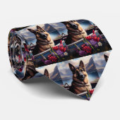 German Shepherd op een peddel: Een Schilderachtig  Stropdas (Opgerold)