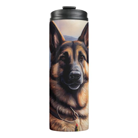 German Shepherd op een peddel: Een Schilderachtig  Thermosbeker (Voorkant)