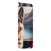 German Shepherd op een peddel: Een Schilderachtig  Thermosbeker (Geroteerd rechts)
