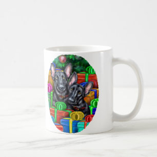 German Shepherd Open Gifts Blk Kerstmis Koffiemok