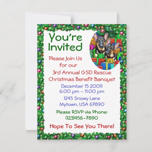 German Shepherd Open Gifts Kerstmis Kaart (Achterkant)