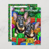 German Shepherd Open Gifts Kerstmis Kaart (Voorkant / Achterkant)