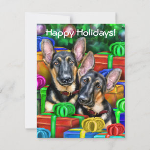 German Shepherd Open Gifts Kerstmis Kaart