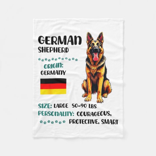 German Shepherd Origin Funny German Shepherd Lover Fleece Deken (Voorkant)