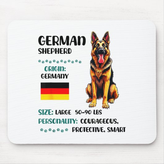 German Shepherd Origin Funny German Shepherd Lover Muismat (Voorkant)
