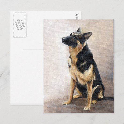 German Shepherd Original Art Briefkaart (Voorkant / Achterkant)