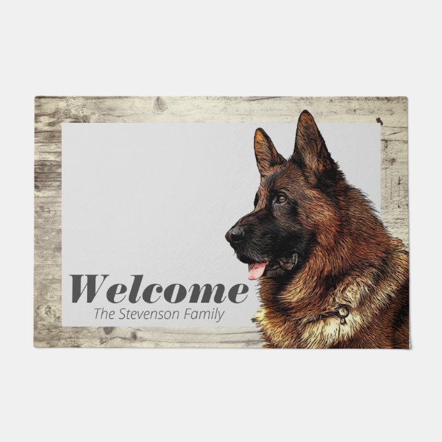 German Shepherd Painting Animal Dog Welcome Family Deurmat (Voorkant)