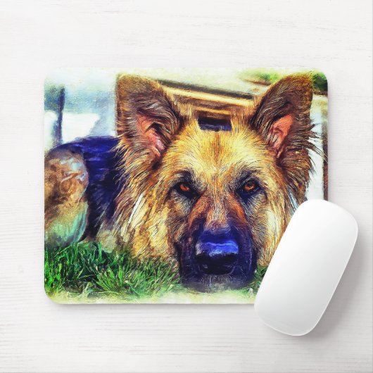 German Shepherd Painting Muismat (Met muis)