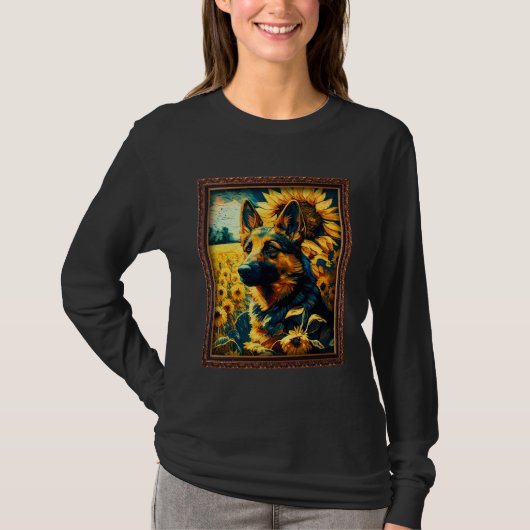 German Shepherd Painting Sunflower Flower Mom Wome T-shirt (Voorkant)