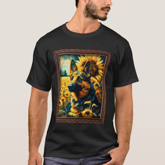 German Shepherd Painting Sunflower Flower Mom Wome T-shirt (Voorkant)