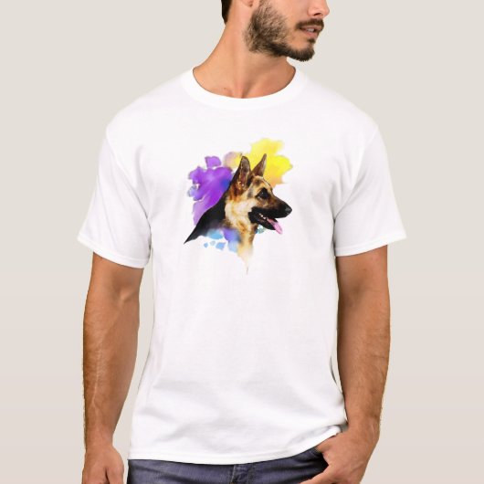 German Shepherd Painting T-shirt (Voorkant)