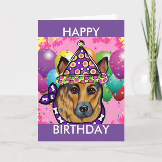German Shepherd Party Dog Feestdagen Kaart (Voorkant)