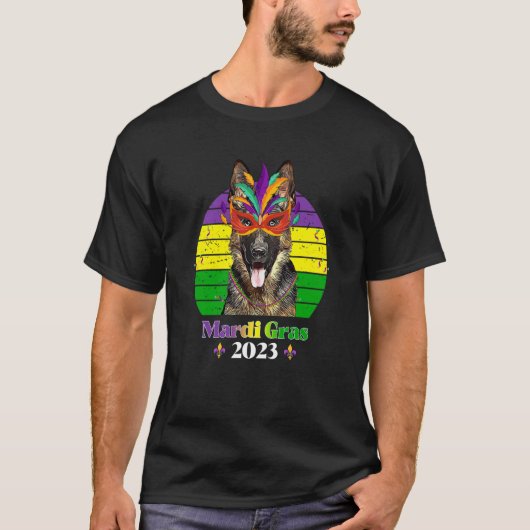 German Shepherd Party Dog Mardi Gras 2023 T-shirt (Voorkant)