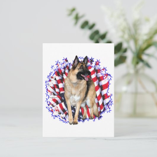 German Shepherd Patriot Briefkaart (Staand voorkant)