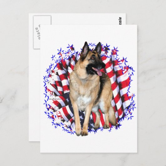 German Shepherd Patriot Briefkaart (Voorkant / Achterkant)