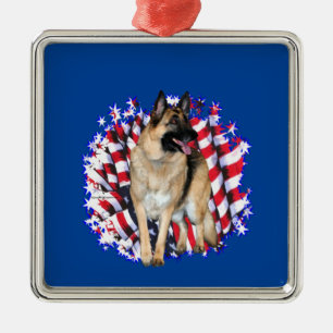 German Shepherd Patriot Metalen Ornament