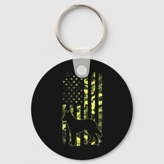 German Shepherd Patriotic Dog Sleutelhanger (Voorkant)