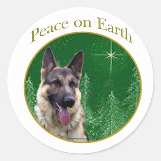 German Shepherd Peace Ronde Sticker (Voorkant)